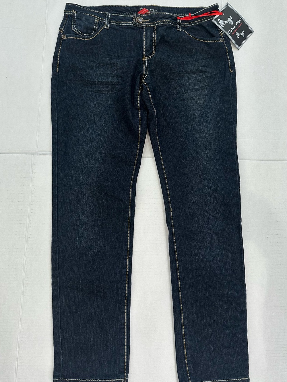Eighty Eight Dark Indigo Jeans with Contrast Gold Stitching
